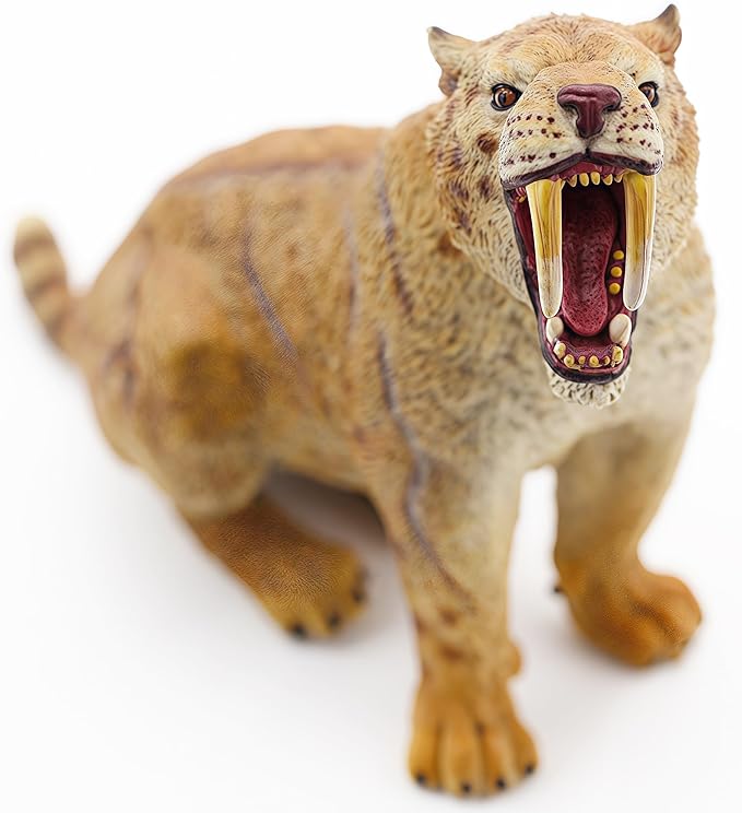 Gemini&Genius Smilodon Action Figure Toy, Saber-Toothed Tiger Wild Animal Model Toy, Beautiful and Accurate Sculptures of Tiger Animal Figure, Gift, Collection, Display & Play for Kids Collectors