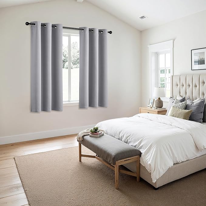 MIULEE Blackout Curtains for Bedroom 2 Panels 40 x 54 Inch Long Light Grey | Thermal Insulated, Living Room Darkening Grommet Drapes, Noise Reducing, Light Blocking Window Treatments