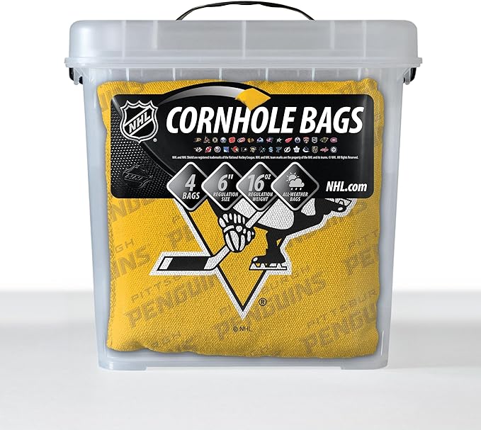 YouTheFan Officially-Licensed NHL Set of 4 Cornhole Bags - All Weather Regulation 6” x 6” Size - 16oz Weight - Designed in USA