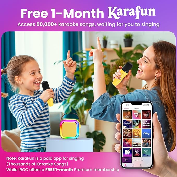 Karaoke Machine for Kids, 2026 TOP Toys Birthday Gifts Ideas for Girls Ages 4, 5, 6, 7, 8, 9, 10, 12+ Years Old, Portable Mini MP3 Player with 2 Wireless Mics for Party