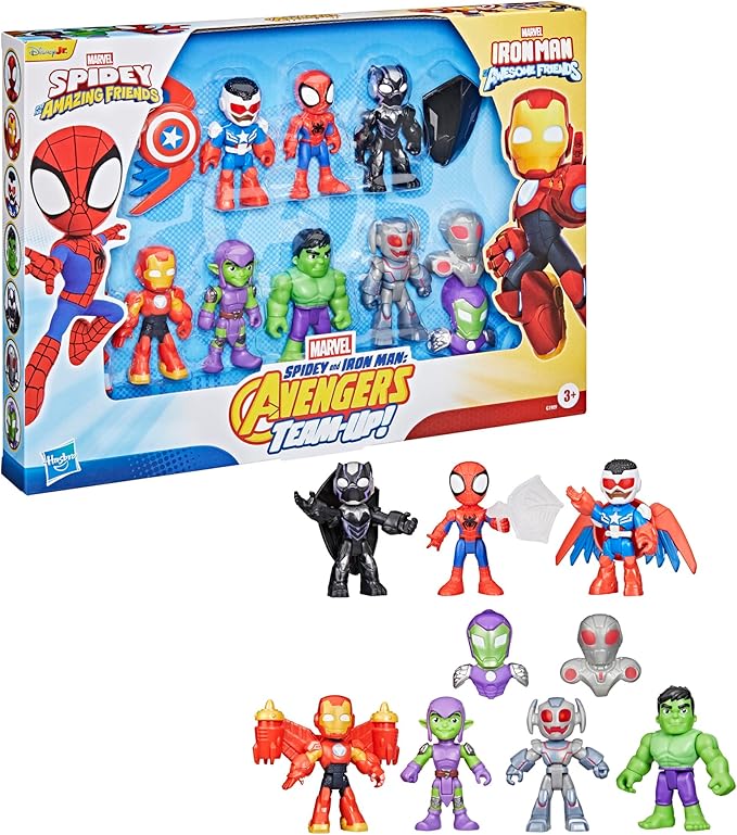 SPIDEY AND HIS AMAZING FRIENDS Marvel, Iron Man and His Awesome Friends Spidey and Iron Man: Avengers Team-Up, 3-Inch Action Figure Set, 3+