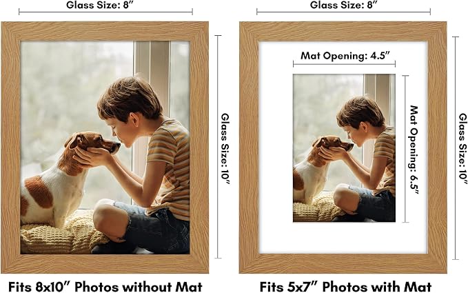 Americanflat 8x10 Picture Frame with Shatter-Resistant Glass - Use as 5x7 Frame with Mat or Display 8x10 Photo Without Mat - Signature Collection - Picture Frames for Tabletop and Wall - Dark Oak | Shatter-resistant glass, wall or tabletop display with...