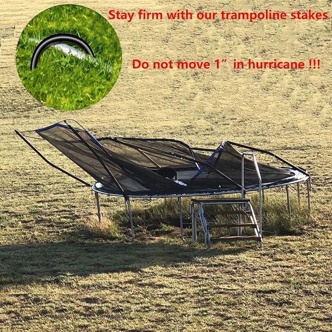 10inch Trampoline Stakes Heavy Duty Trampoline Parts Wind Stakes U Type 8pcs Ground Anchors High Wind Galvanized Steel Anchors for Trampoline Camping Tent Garden (Black)