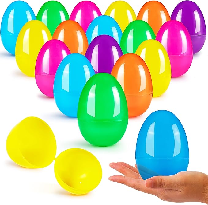 JOYIN 3.15" Easter Eggs, Fillable Plastic Eggs Empty Colorful Bright Eggshells with Hinge for Easter Hunt, Filling Treats, Party Favor, Basket Stuffers, Classroom Prize Supplies, 200PCS