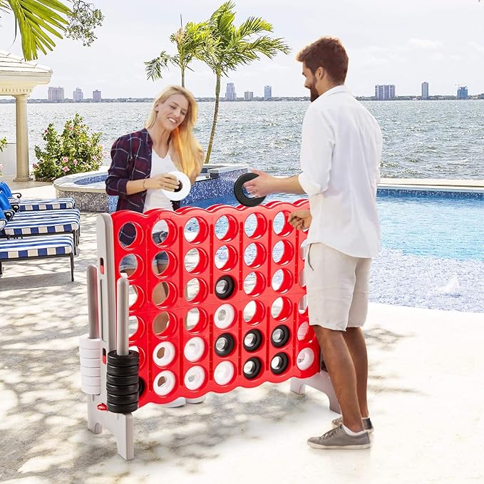 Costzon Giant 4-in-A-Row, Jumbo 4-to-Score Giant Games for Kids & Adults, Indoor Outdoor Party Family Connect Plastic Game, 4 Feet Wide by 3.5 Feet Tall with Carrying Bag