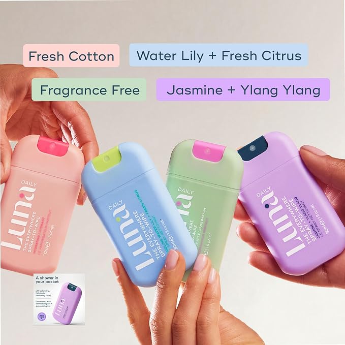 Luna Daily The Everywhere Spray-to-Wipe | Jasmine + Ylang Ylang, 1 Fl Oz