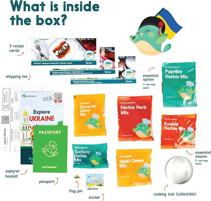Cooking Kits for Kids - Interactive & Educational Set with 3 Recipe Cards, Key Ingredients & Cooking Tools - Ideal Idea for Kids who Love to Create Meals (Ukraine Edition)