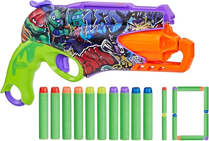 Nerf Teenage Mutant Ninja Turtles Blaster, 10 Elite Darts, Toy Foam Blasters, Ages 8 and Up