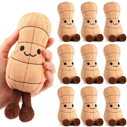 12 Pcs Peanut Plush Stuffed Toy 7 inch Soft Stuffed Toy Doll Cute Peanut Plush Smile Face Groundnut Plushes for Kids Gift