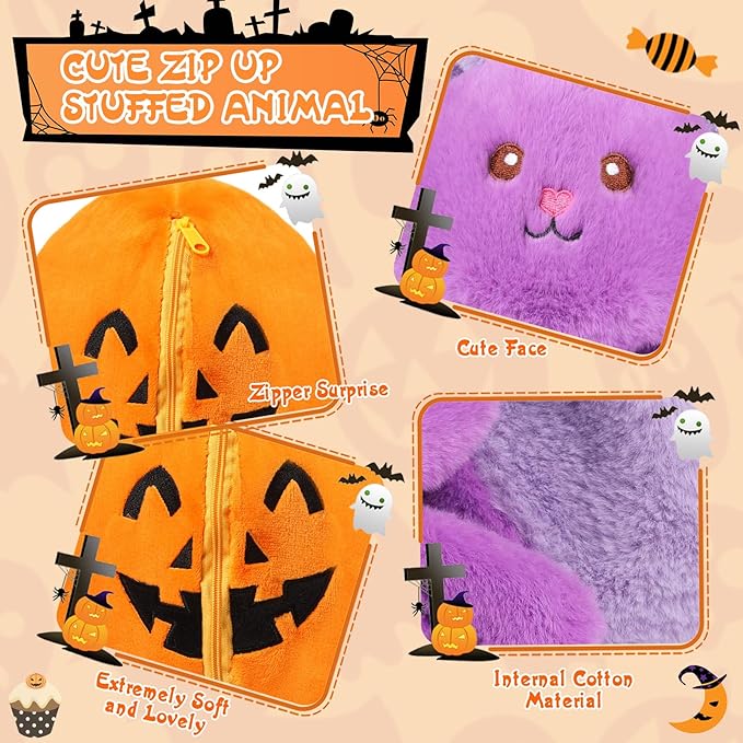 MIAODAM Halloween Bunny Stuffed Animal Plush,Reversible Pumpkin Bunny Plushies Pillow, Cute Rabbit Plush Toy Gift for Baby Toddler Girls Boys (11inch)