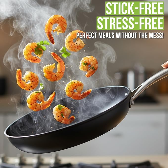 TECHEF - Onyx Collection 12-Inch Nonstick Frying Pan Skillet, PFOA-Free, Dishwasher Oven Safe, Stainless Steel Handle, Induction-Ready, Made in Korea (12-inch)