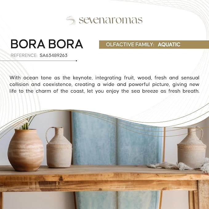 SevenAromas Bora Bora | 45ml 1.5oz Hotel Scent Diffuser Oil | Aquatic | Ginger, Lavender & Cedar Amber | Luxury Home Aromatherapy (Bora Bora)