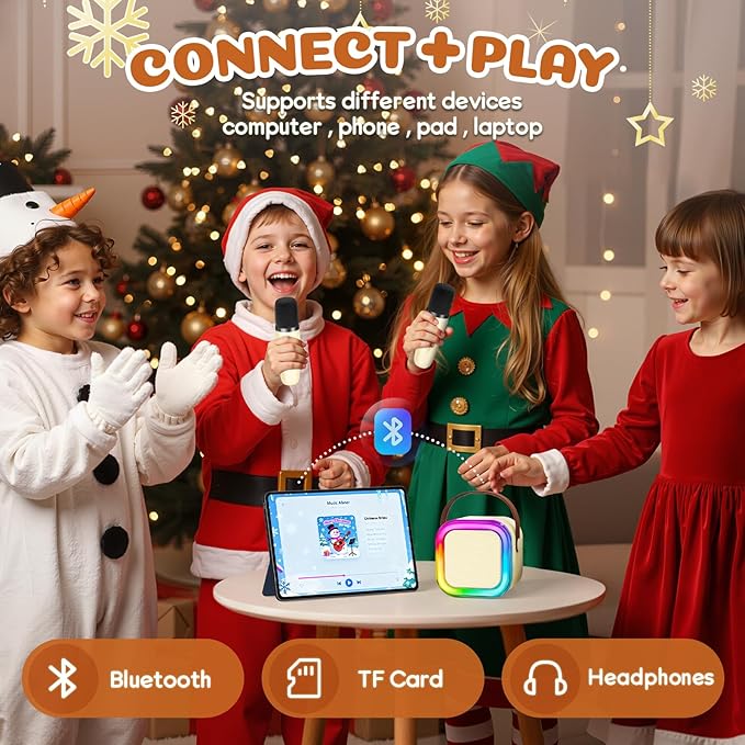 Karaoke Machine for Kids, 2026 TOP Toys Birthday Gifts Ideas for Girls Ages 4, 5, 6, 7, 8, 9, 10, 12+ Years Old, Portable Mini MP3 Player with 2 Wireless Mics for Party