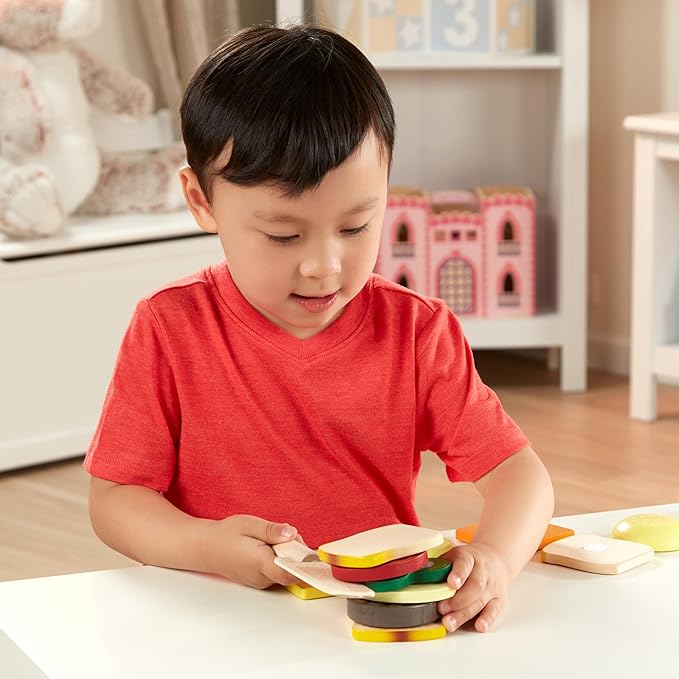 Melissa & Doug Wooden Sandwich-Making Pretend Play Food Set Food Toys for Kids Play Kitchen for Ages 3+