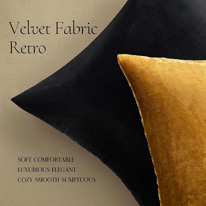 MIULEE Velvet Throw Pillow Covers 22x22 Inch Pack of 2 Dark Gold | Soft Solid Decorative Pillow Covers, Modern Luxury Home Decor, for Couch Chair Sofa Bedroom Livingroom