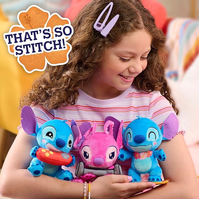 Disney Stitch That’s So Stich Angel Small 7-inch Plush, Stuffed Animal, Pink, Alien, Kids Toys for Ages 2 Up by Just Play