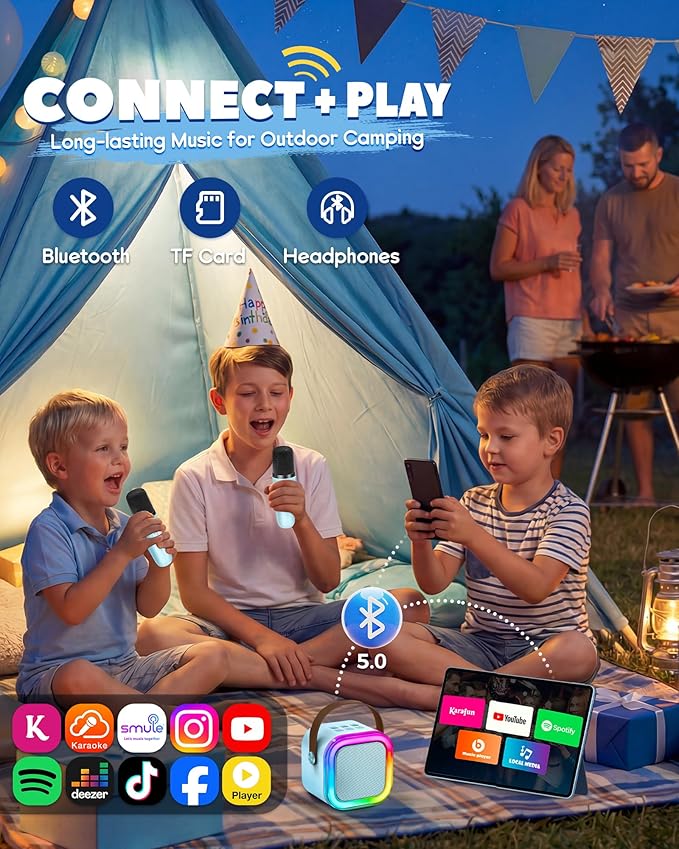 Karaoke Machine for Kids, 2026 TOP Birthday Gifts Toys Ideas for Boys Ages 4, 5, 6, 7, 8, 9, 10, 12+ Years Old, Portable Mini MP3 Player with 2 Wireless Mics for Party
