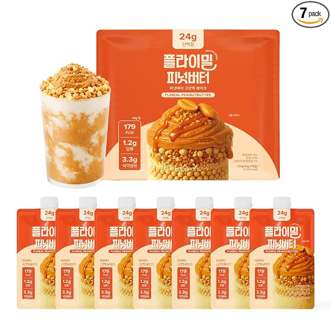 Flimeal Peanut Butter Protein Shake, With Crunchy Protein Balls, Protein Smoothie Powder - 24g Protein, Low Sugar, Keto-Friendly Meal Replacement Shake, 1.59oz, 7packs 7 Servings (7 Packs X 1.59 oz)