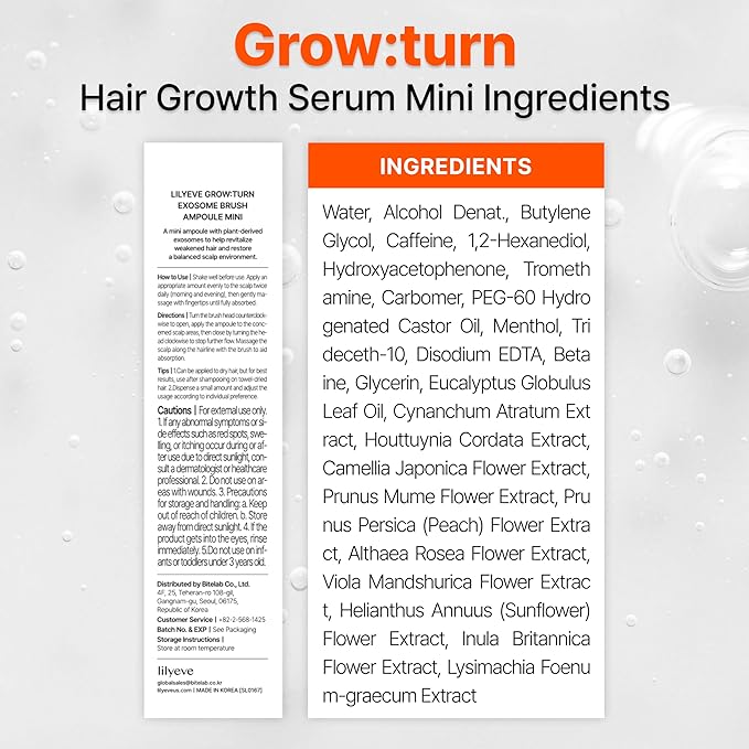 lilyeve GROWTURN Hair Growth Serum with Built-in Brush, Heartleaf-Derived Exosomes to Revitalize & Thickening Hair, Hair Growth Accelerator - Korean Hair Care, 1.01 fl. oz. (Pack of 1)