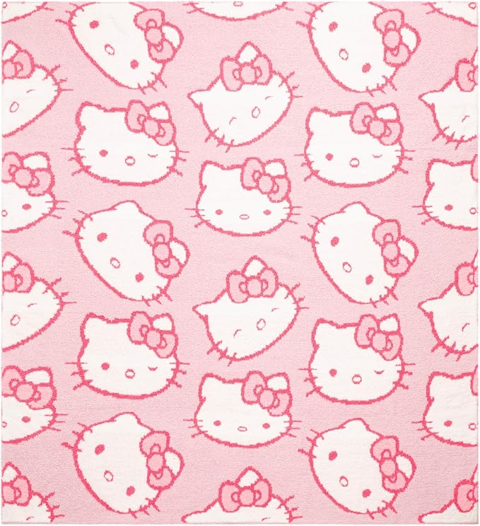 Jay Franco Hello Kitty Feather Knit Fluffy Throw Blanket - Pink Fuzzy Blanket Measures 50 x 60 Inch - Super Soft Lightweight Bedding