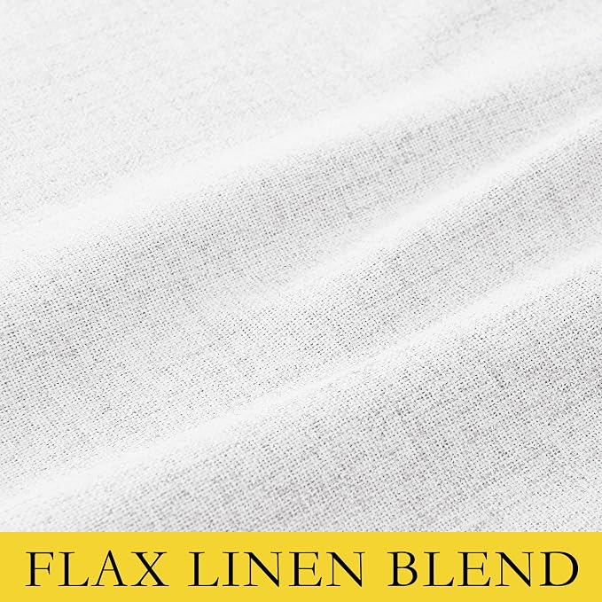 NICETOWN Full Blackout Linen Curtains 108" Length with Thermal Insulated Liners for Living Room, Farmhouse Style Keep Cool & Warm Large Window Drapes for Hall (Greyish White, 2 Panels, 52" Wide)