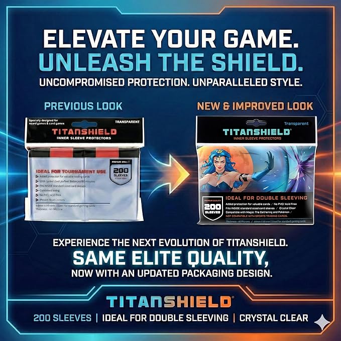 TitanShield | Inner Sleeves | Perfect Fit Card Sleeves | Compatible with Pokémon Cards MTG Magic The Gathering Lorcana | for Double Sleeving (Daylight (Transparent), 400 ct) (Pack of 2)