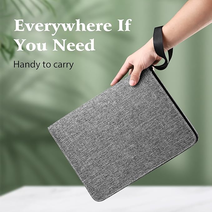 WOT I Trading Card Binder, 900 Pockets Collection Card Binder Sleeves with Polyester Fabric Cover&Zipper, Double Sided Pockets Card Holder Carry Card Case for Standard Size Cards - Grey