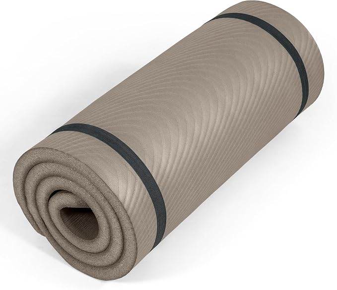 Tone Fitness 1-Inch Thick Yoga Mat | High-Density, Non-slip Exercise Mat with Carrying Strap for Yoga, Pilates, & Home Gym Workouts | Multiple Options