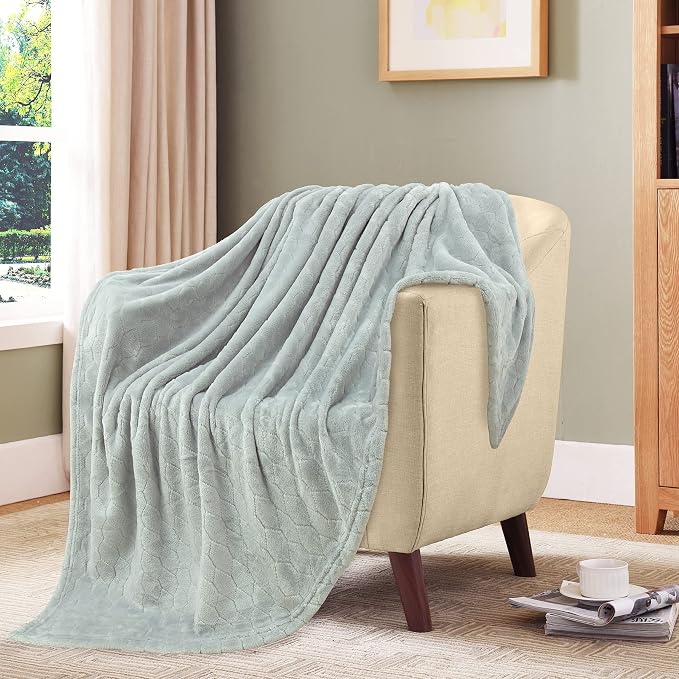 Fleece Blanket Super Soft Cozy Throw Blanket 50" x 60", Lightweight Fuzzy Comfy Textured Flannel Blanket Warm Plush Throw Blankets for Couch, Sofa, Bed, Mirage Gray