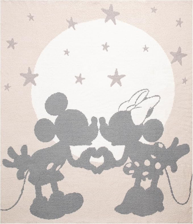 Jay Franco Disney Mickey Mouse & Minnie Mouse Feather Knit Fluffy Throw Blanket - Gray Stars Fuzzy Blanket Measures 50 x 60 Inch - Super Soft Lightweight Bedding