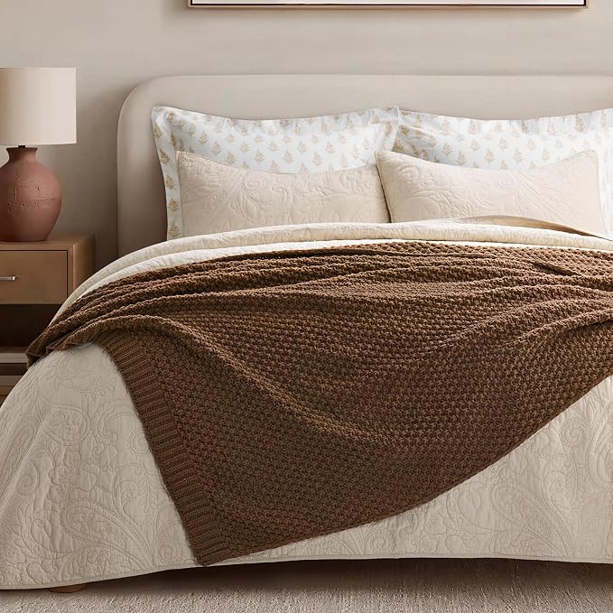 EVERGRACEHOME Chunky Chenille Knit Throw Blanket, 50 x 60, Burnt Orange | Sculpted Moss Stitch, Chic Modern Farmhouse, All-Season Warmth, OEKO-TEX® Certified, Elegant Blanket for Couch, Bed, Sofa
