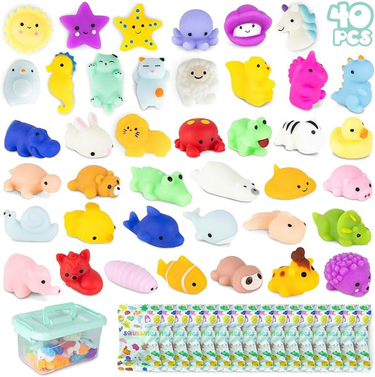 Mochi Squishy Toys Bulk for Kids Party Favors Pack 40 - BONNYCO | Goodie Bags Stuffers for Kids 3-5 4-8, Return Gifts Birthday Party | Squishy Fidget Toys, Pinata Stuffers Birthday Boys Girls Kawaii