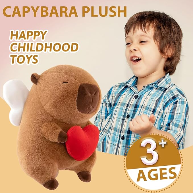 Capybara Plush-11.8Inch Loving Soft Capybara Stuffed Animal Toys with Holding Heart- Adorable Soft Capibara Pillow Toy Plushies - Perfect Capybara Sweet Birthday Gifts for Girls and Boys
