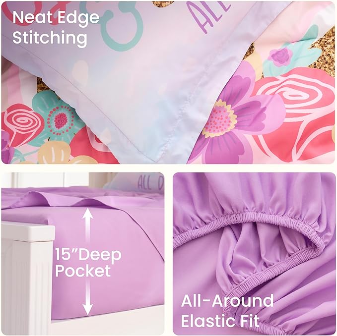 Joiedomi Kid Full Comforter Set 7 Piece Unicorn Bedding Set for Boys Girls Super Soft Microfiber Bed in a Bag with Comforter Sheets Pillowcase & Sham