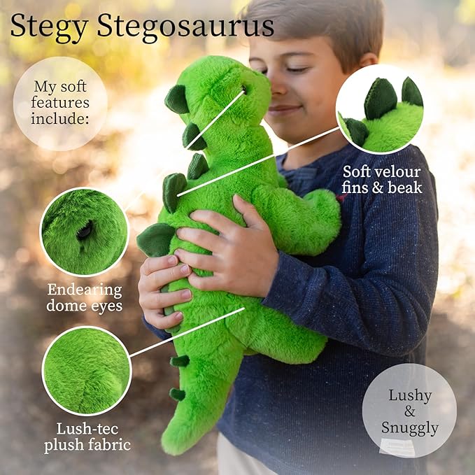 World's Softest Plush Stegy Stegosaurus, Lushee, Large, 16" Stuffed Animal for Baby, Toddler, Kids, Adults - Stegosaurus Plush Toy-Adorable Toy Made from Kid-Friendly, Quality Materials