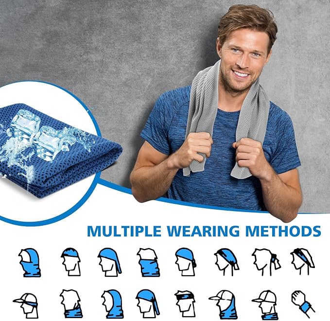 24 Pack Cooling Towels Bulk for Neck and Face 40"x12" Ice Cooling Sweat Rags Microfiber Soft Breathable Soft Chilly Towel for Yoga Golf Sport Running