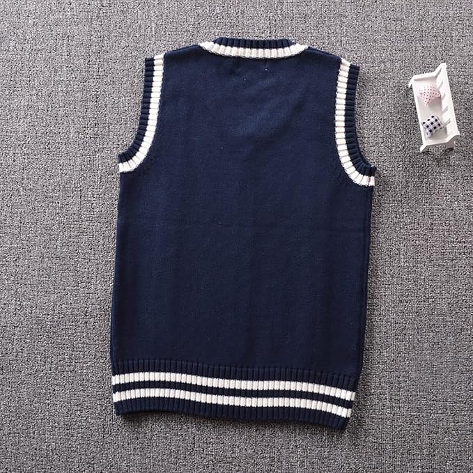 jinghuiyue Women’s V Neck Sweater Vest School Uniform Solid Color Sleeveless Knit Sweaters Pullover Tank Tops