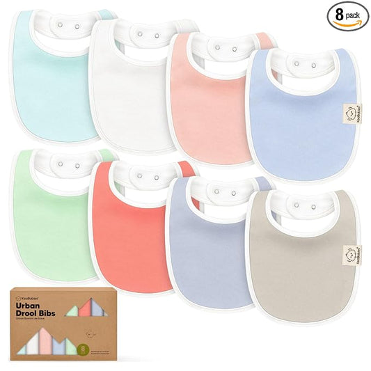 KeaBabies 8-Pack Organic Baby Bibs for Drooling and Teething - Soft Cotton Bibs for Baby Girl, Boy, Extra Absorbent, Easy to Clean & Put On for Toddler, Newborn, Infant 0-24 Months (Spring)