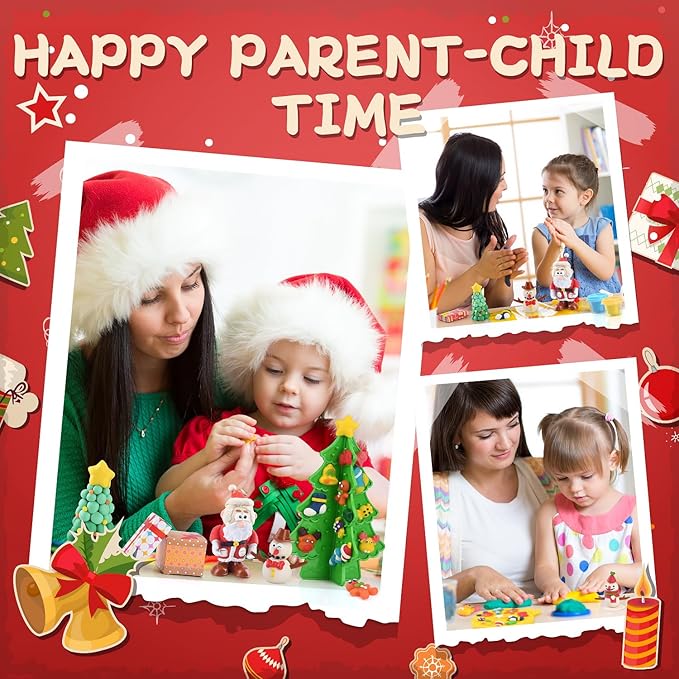 PLAY Christmas Color Dough Sets for Kids, DIY Christmas Dough Toys Gifts for Grandkids, Safe & Non-Toxic Toys Gifts for Boys Girls
