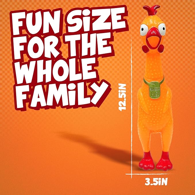 Animolds Squeeze Me Rubber Chicken Toy | Screaming Squeaky Chicken for Kids & Dogs | Novelty Prank Gag Gift (2 Pack Solid)