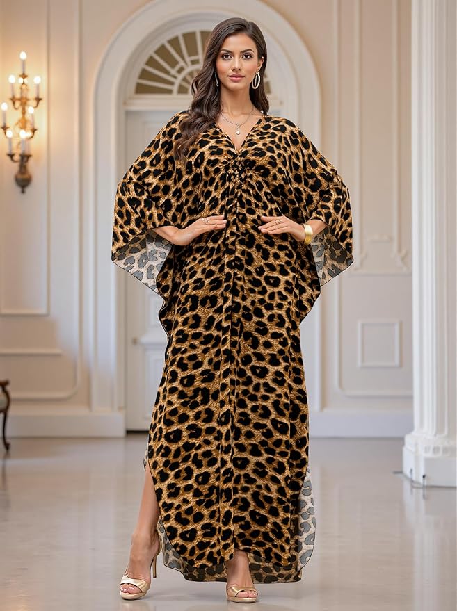 Mumu Dresses for Women Plus Size, Bohemian Kaftan Beach Cover Up Long Maxi Nightgown Soft Loungewear