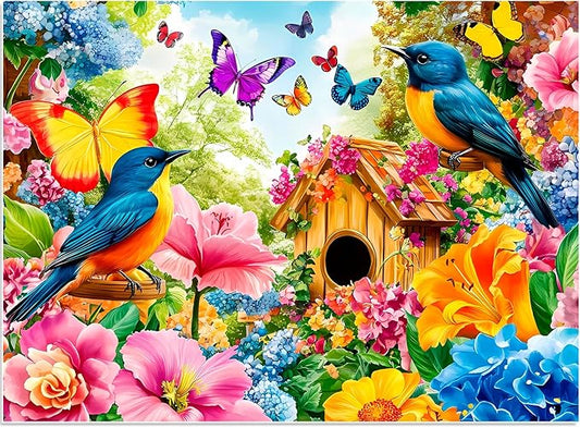 300 Piece Jigsaw Puzzle for Adults, Birds Flower Puzzles 300 Pieces for Adults Fit Together Perfectly, Challenging Puzzle for Friends Family Activity Game Nights- Finished Size 20.5×15
