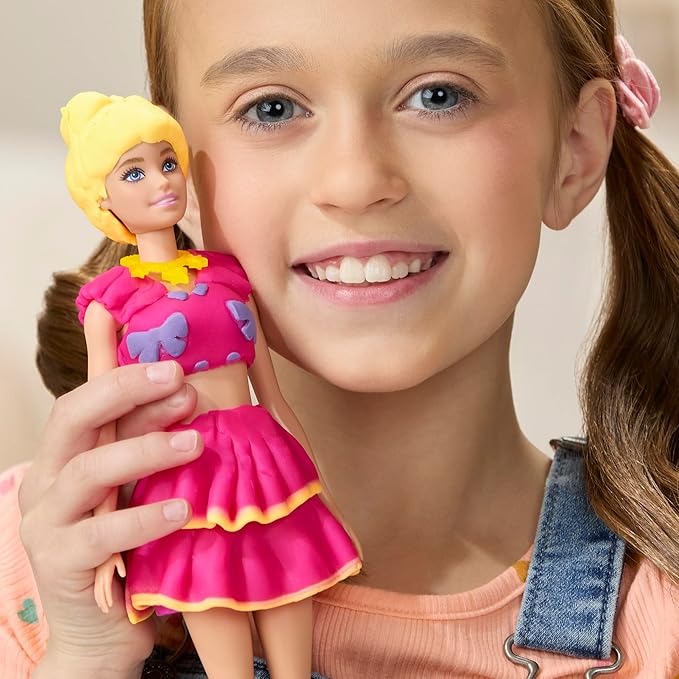 Play-Doh Barbie Ruffles and Bows Set, Make Doll Clothes with Modeling Compound & 9 Fashion Accessories, Arts & Crafts for Girls & Boys 5+