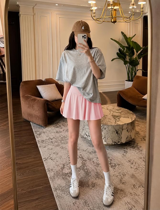 Womens Tennis Skirt Crossover High Waisted Skort with Pockets Shorts | Athletic Skirts for Golf Running Workout Pickleball, Aesthetic Activewear, Sporty Athleisure Style
