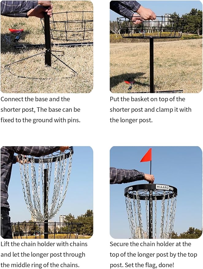 PDGA Approved HIAARO PRO Disc Golf Basket, Portable Disc Golf Target with Heavy Duty 24 Chains, Professional Disc Golf Basket