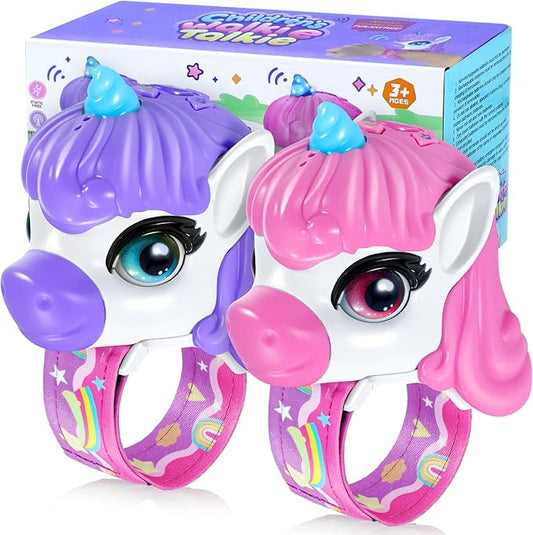 Vvinca Unicorn Walkie Talkies for Kids 2 Pack - Toys for Age 3-4 5-7 8-12 Girls Birthday 3 4 5 6 7 8 9 10 11 12 Year Old Camping Outdoor Toddler Toys Magical Pony Walkie-Talkie