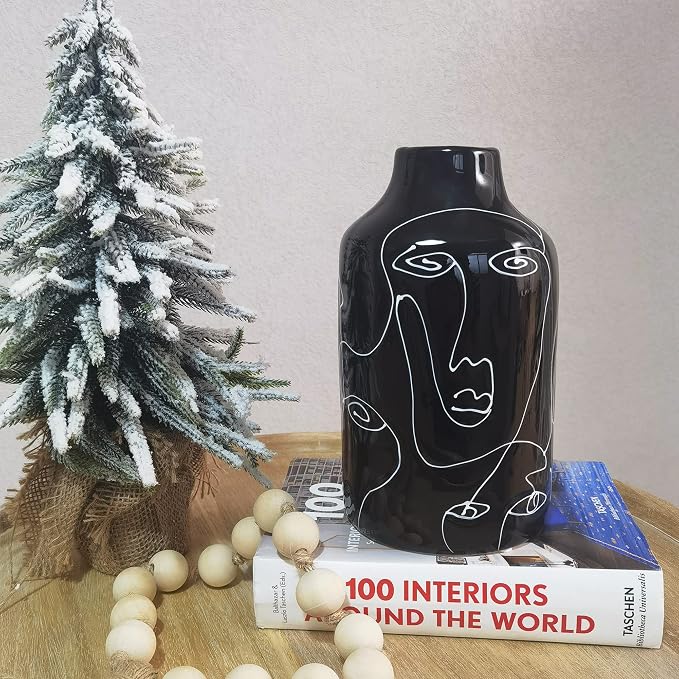 Kimdio Ceramic Vase Irregular face Design Decorative Flower Vase for Home Decor Living Room, Home, Office, Centerpiece,Table and Wedding