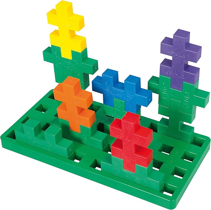 PLUS PLUS Big - Baseplate Duo, Green & White - Base Accessory for Building and displaying Creations, Construction Building Stem/Steam Toy for Toddlers and Preschool