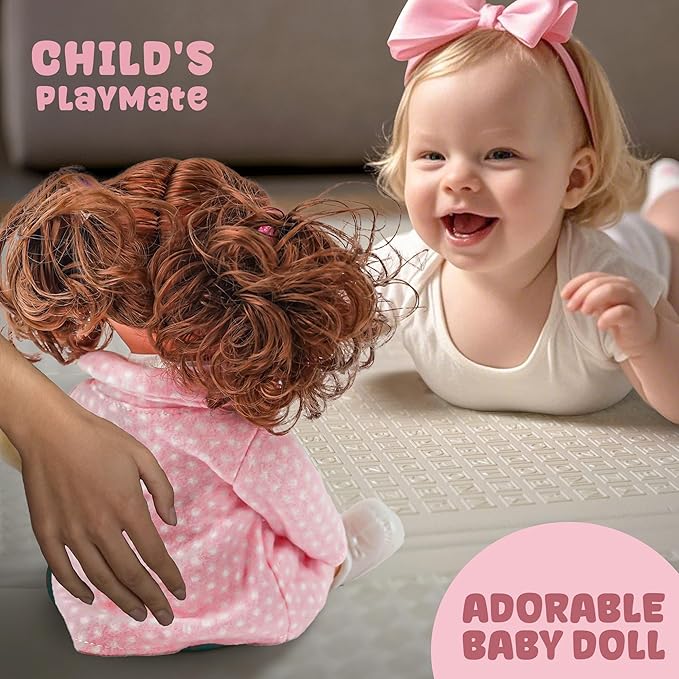 SMILESSKIDDO Baby Doll, 12 inch Interactive Talking Baby Dolls with Hair, 12 Sounds and Accessories, Pretend Play Preschool Babies Toys Gift for Girls 2 3 4 5 6+ Years Old