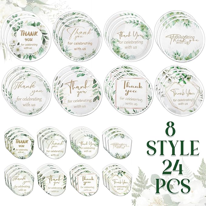 Gejoy 24 Pcs Wedding Foldable Fan Style Summer Flower Handheld Round Folding Flying Disc for Women Man Daily Use Festival Wedding Party Favors Decorations Portable, 8 Style